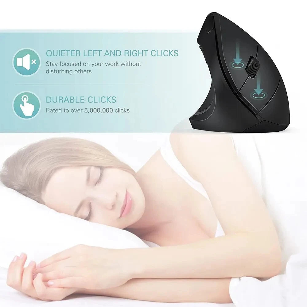 Souris Verticale Ergonomique Sans Fil – 2.4GHz, 6 Boutons, DPI Réglable