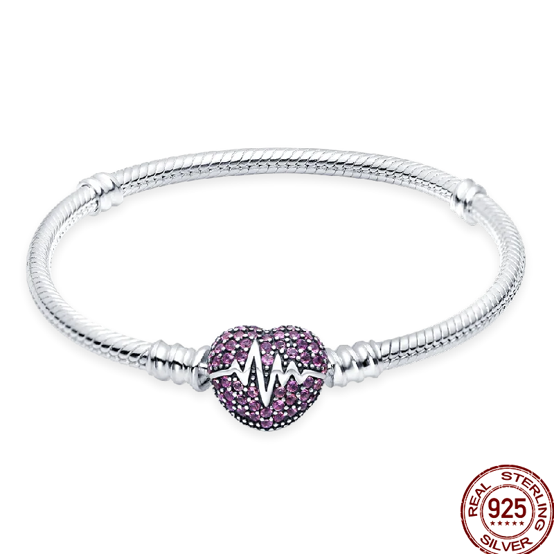 Bracelet en Argent 925 – Cœur Pavé Zircone & Infinity – 17 à 20 cm