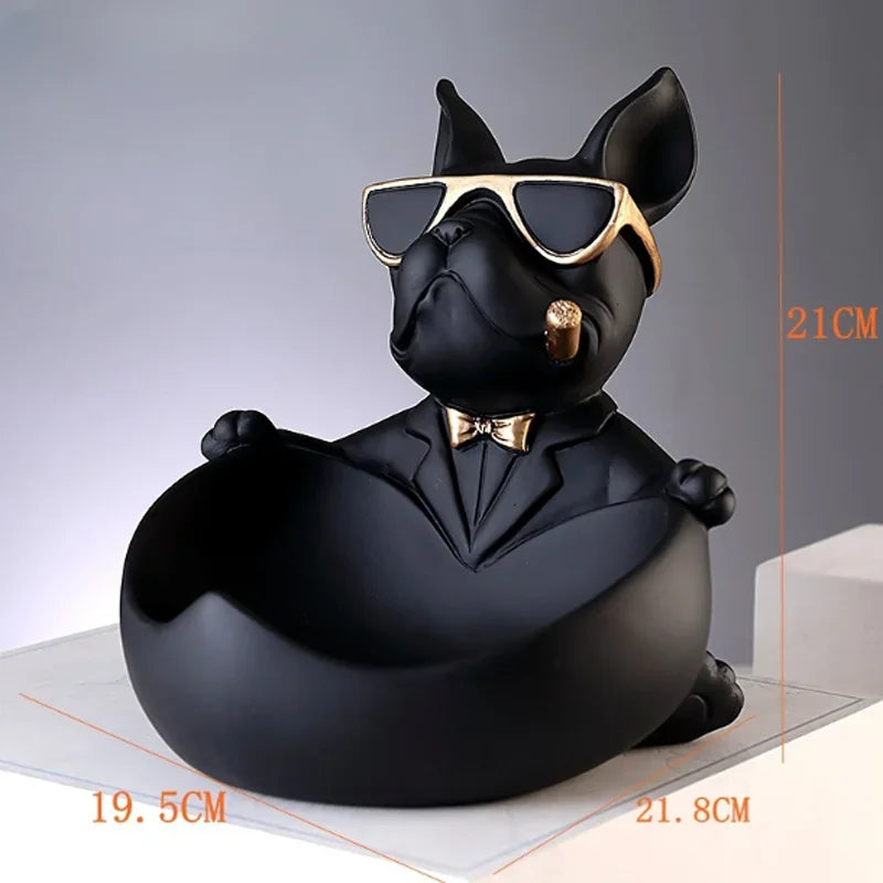 Figurine Chien avec Boîte de Rangement – Statue Décorative en Résine