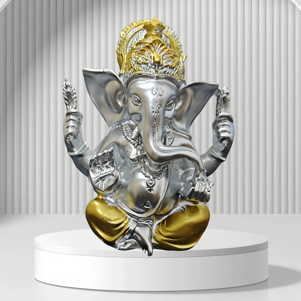 Statue Ganesha en Résine Dorée – Lotus Spirituel pour Maison & Bureau