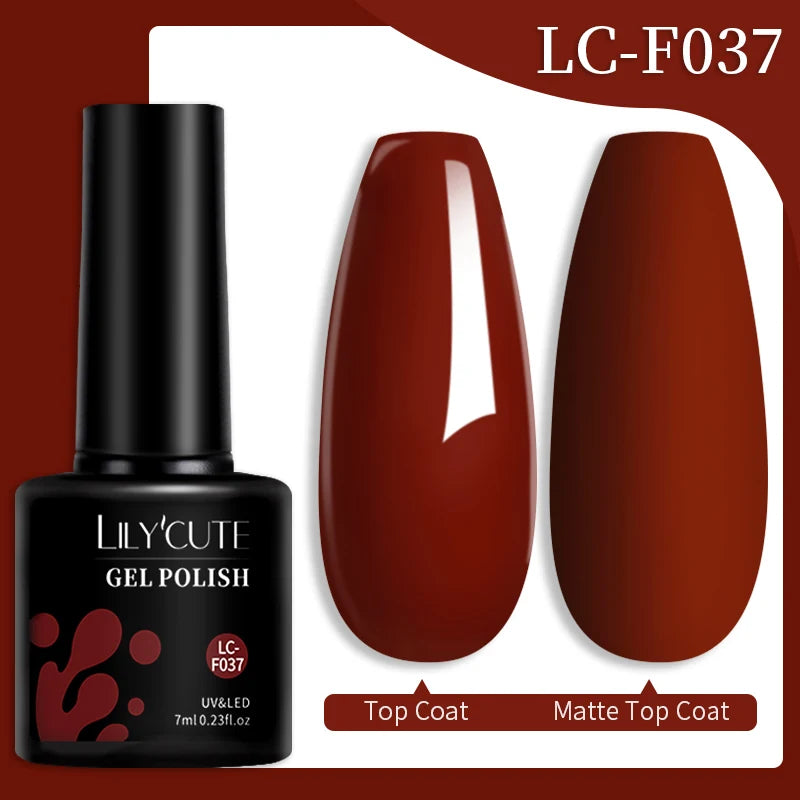 Vernis Gel LILYCUTE 7ml – Brun Foncé Collection Automne/Hiver – Brillance & Élégance Longue Tenue
