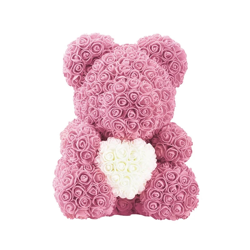 Ours en Roses 25/40 cm – Cadeau Romantique Saint-Valentin, Anniversaire & Mariage
