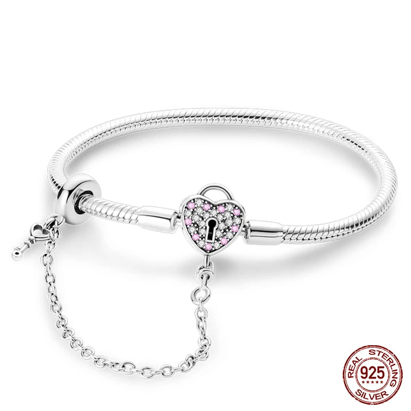 Bracelet en Argent 925 Original – Étoile, Lune & Trèfle Porte-Bonheur