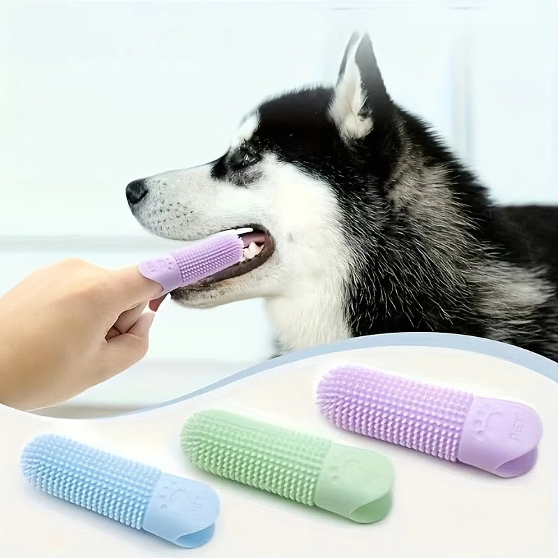 Brosse à dents doigt en silicone 360° pour chien et chat
