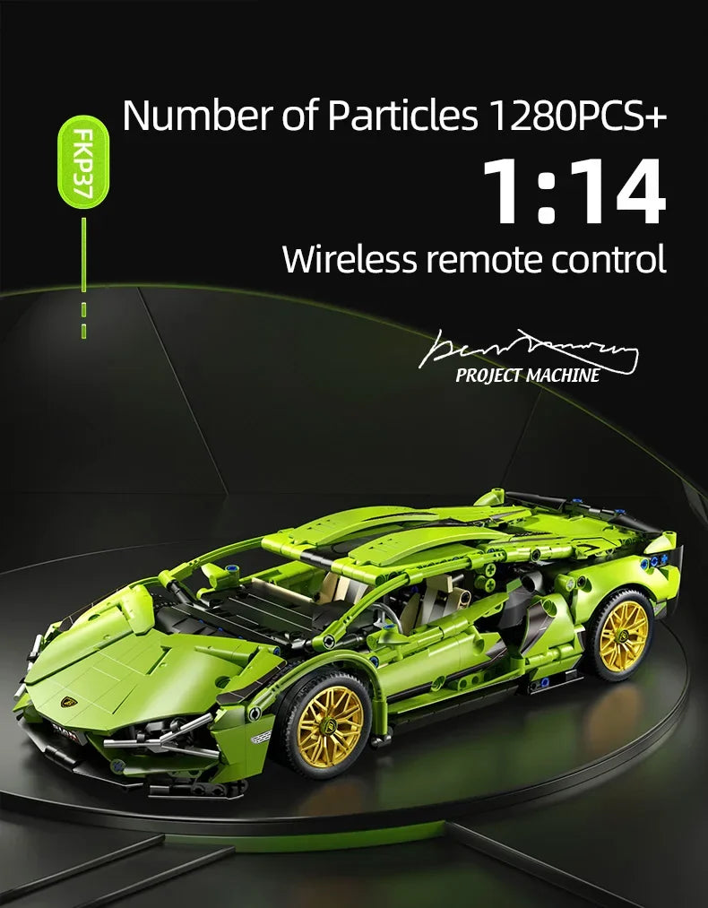 Voiture de Sport de Course – Kit de Construction Technique 1280 Pièces (Enfants & Adultes)