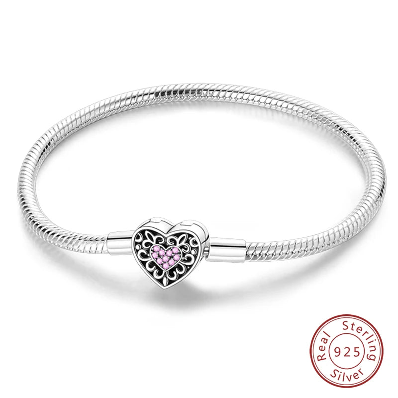 Bracelet en Argent 925 Original – Étoile, Lune & Trèfle Porte-Bonheur