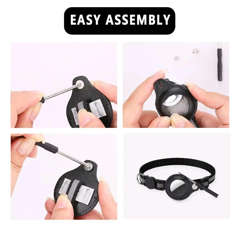 Collier chat support AirTag étanche avec grelot — réfléchissant