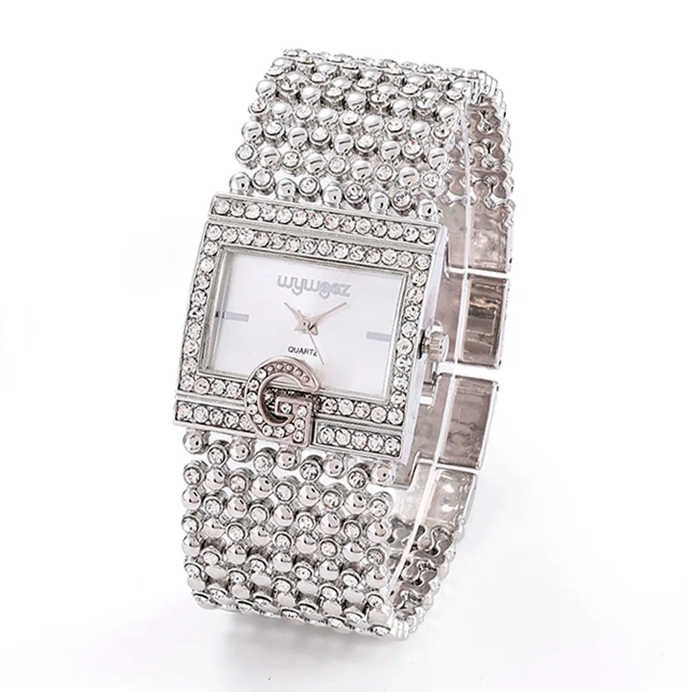 Montre Femme Luxe Décontracté – Quartz Analogique – Bracelet Acier Inoxydable – Strass Élégants