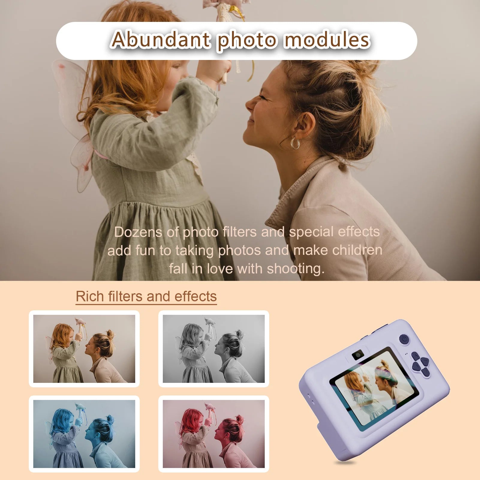 Appareil Photo Instantané pour Enfants – Mini Imprimante Thermique + Vidéo HD (2.8")