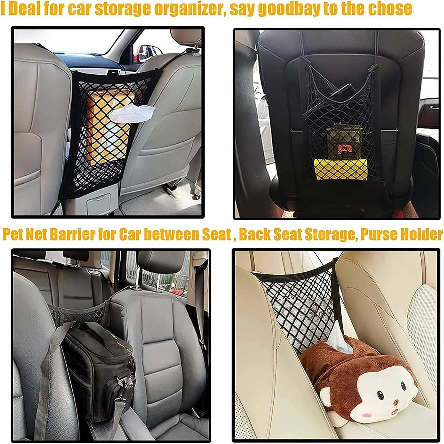 Barrière de voiture en filet pour chien — protection siège arrière