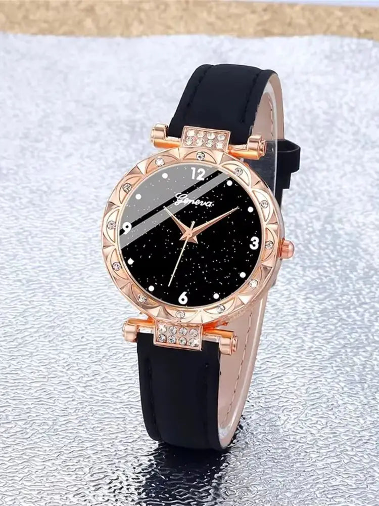 Coffret Montres Femme – Set Luxe 5 Pièces (Quartz • Strass • Mode Élégante)