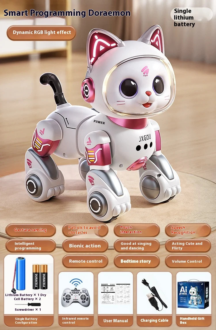 Jouet Robot Chat Télécommandé – Marche, Lumières & Actions – Cadeau Enfant