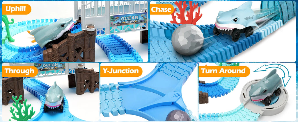 Piste Flexible Océan – Voiture de Course Requin VATOS (STEM Éducatif)