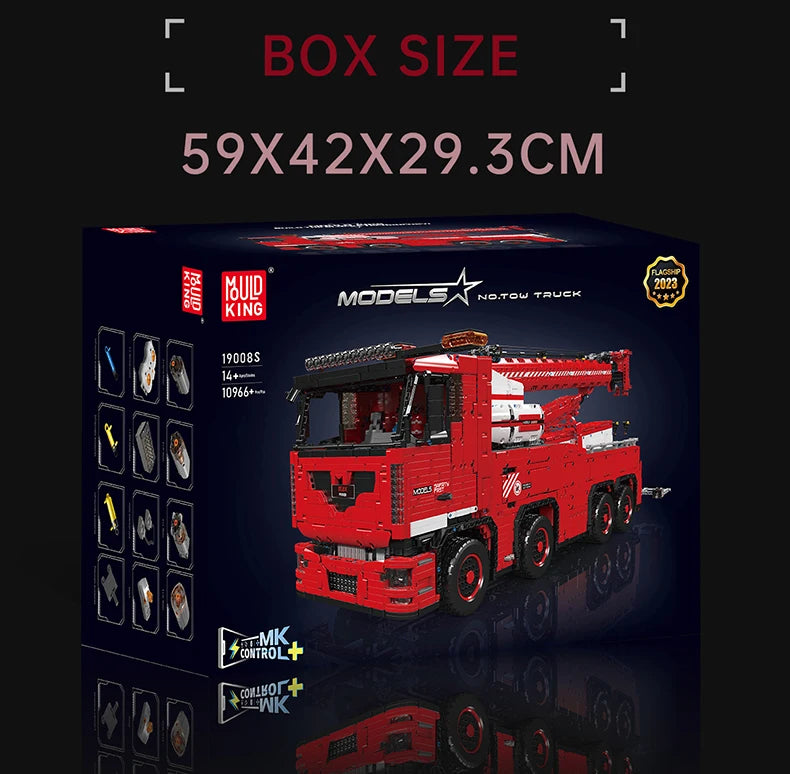 Mould King 19008 – Camion de Remorquage Télécommandé (Bloc Technique Compatible LEGO)