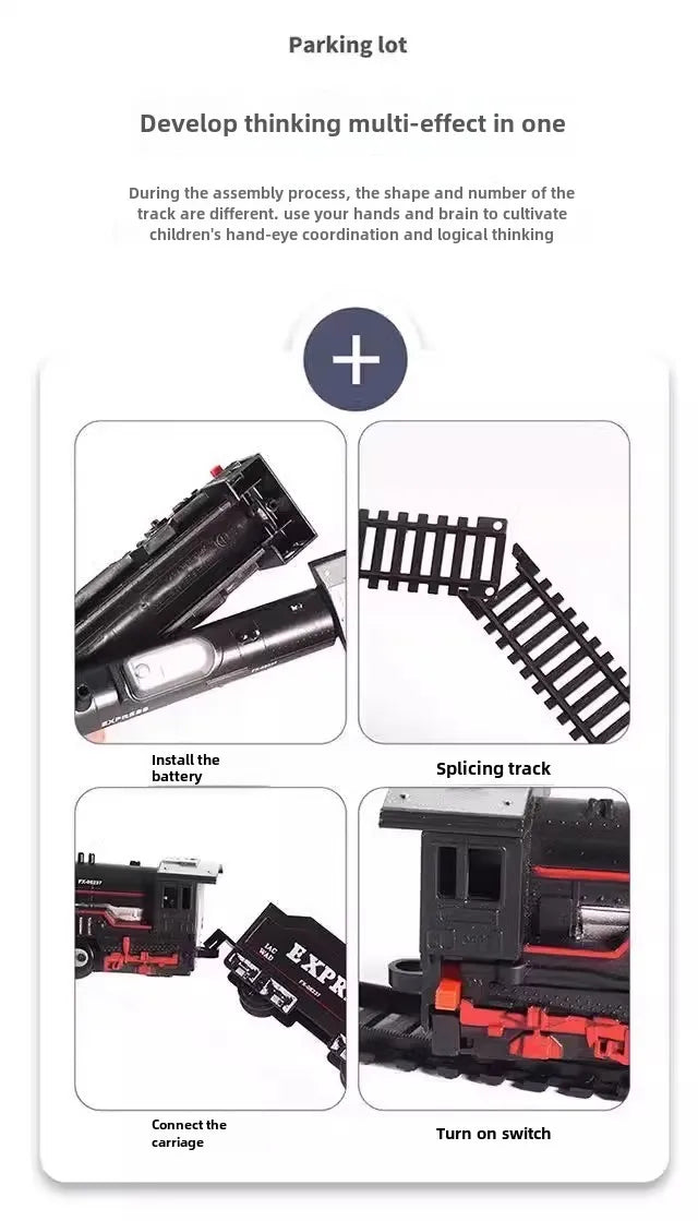 Train Électrique Classique – Pistes Lumineuses & Modèle de Noël (Ensemble Rechargeable)