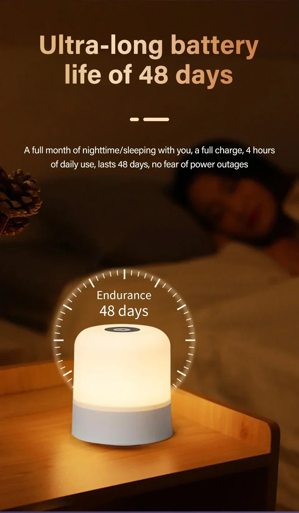 Veilleuse LED Rechargeable avec Télécommande – Tactile, RVB, Intensité Variable