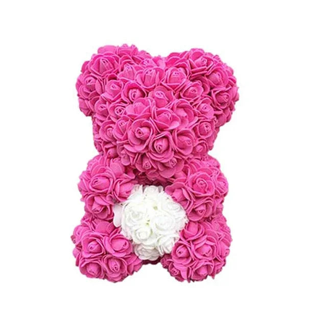 Ours en Roses 25/40 cm – Cadeau Romantique Saint-Valentin, Anniversaire & Mariage
