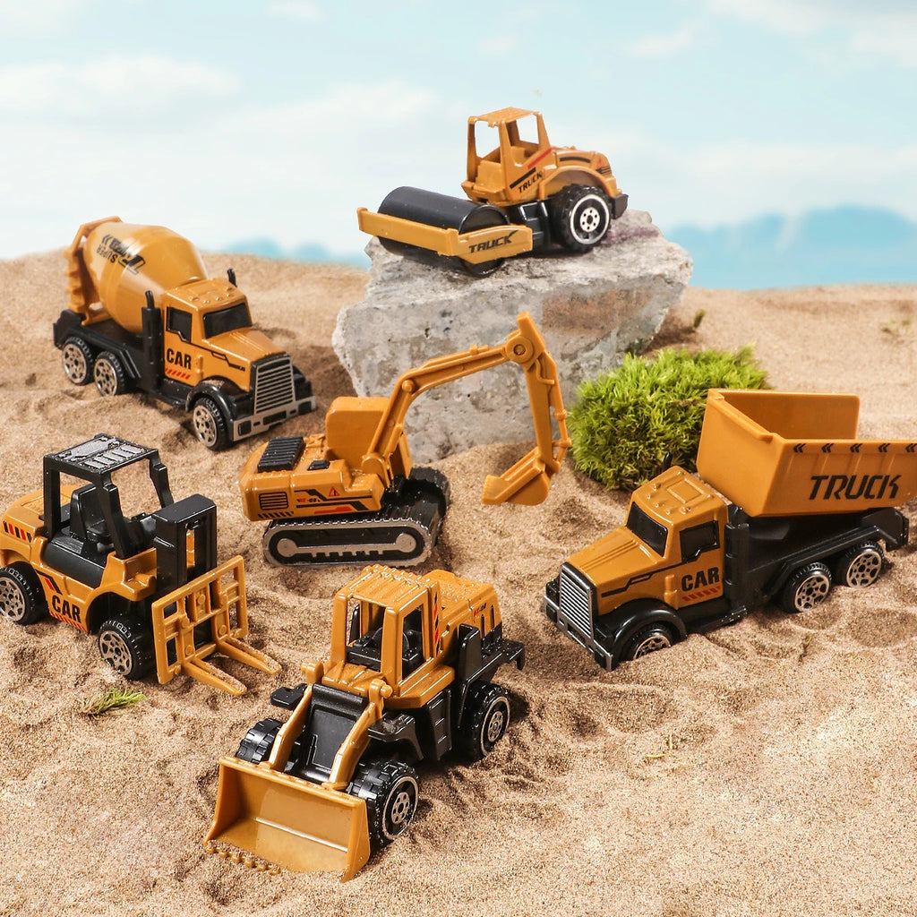 Set de 6 Véhicules d’Ingénierie en Alliage – Camions, Tracteurs & Pelles 1:64