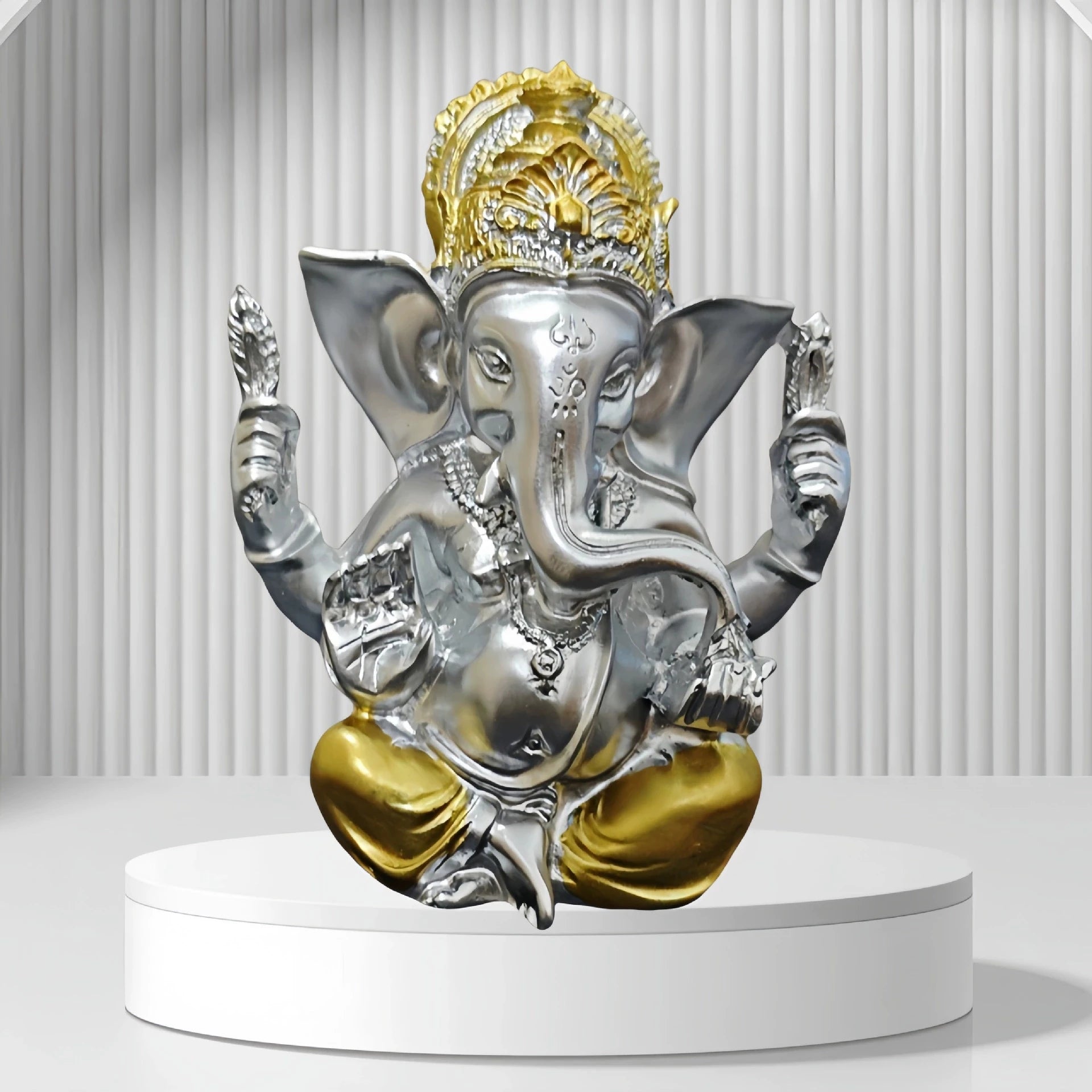 Statue Ganesha en Résine Dorée – Lotus Spirituel pour Maison & Bureau