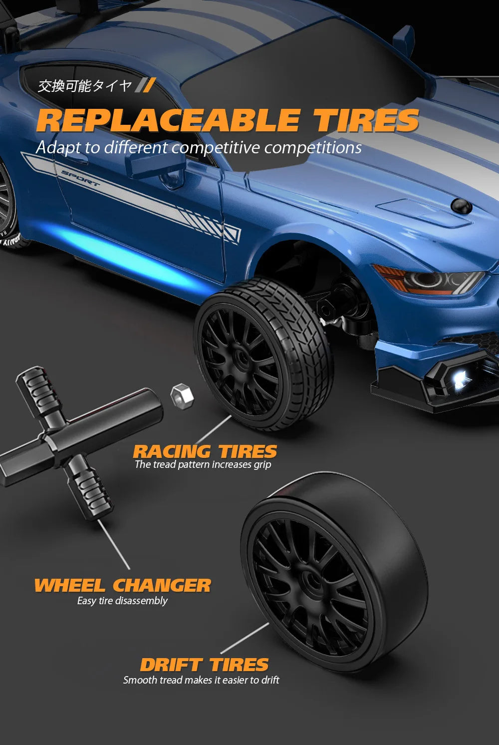 Voiture RC Drift 1:24 – Mustang 4WD & Modèles Sport