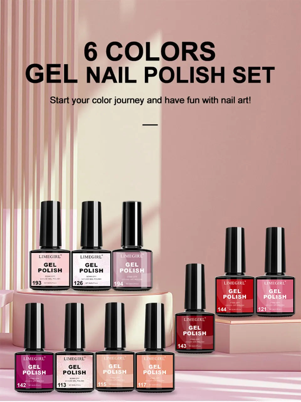 LIMEGIRL – Kit de Vernis à Ongles en Gel UV avec Lampe LED – Ensemble de Manucure Complet