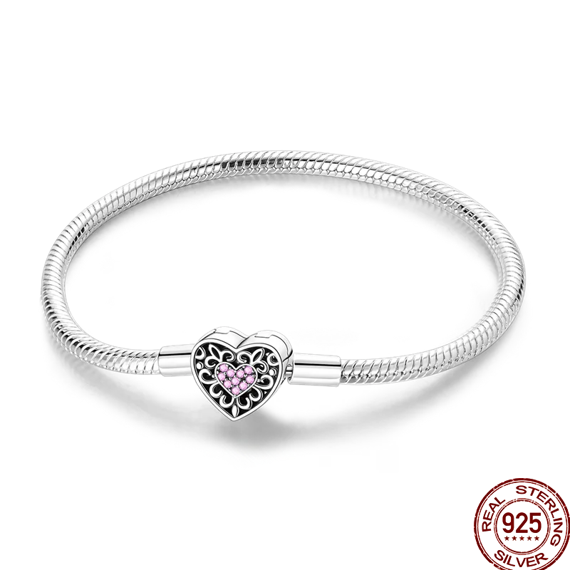 Bracelet en Argent 925 – Cœur Pavé Zircone & Infinity – 17 à 20 cm