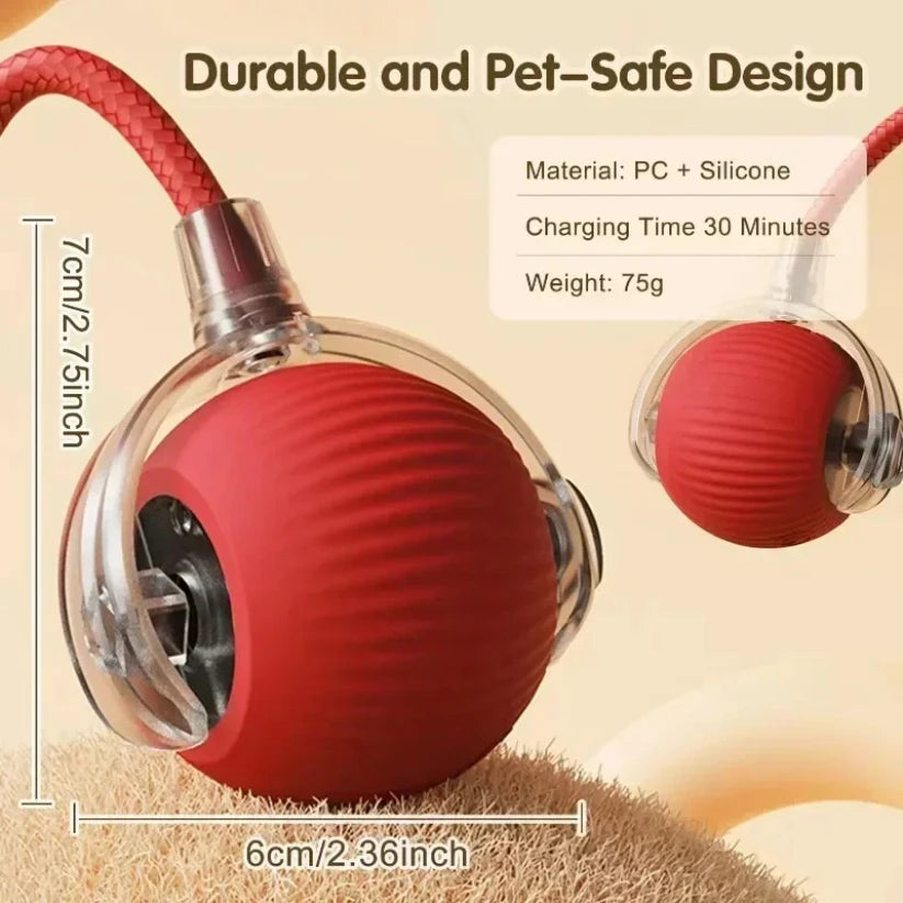 Balle interactive rotative pour chat — jouet automatique rechargeable