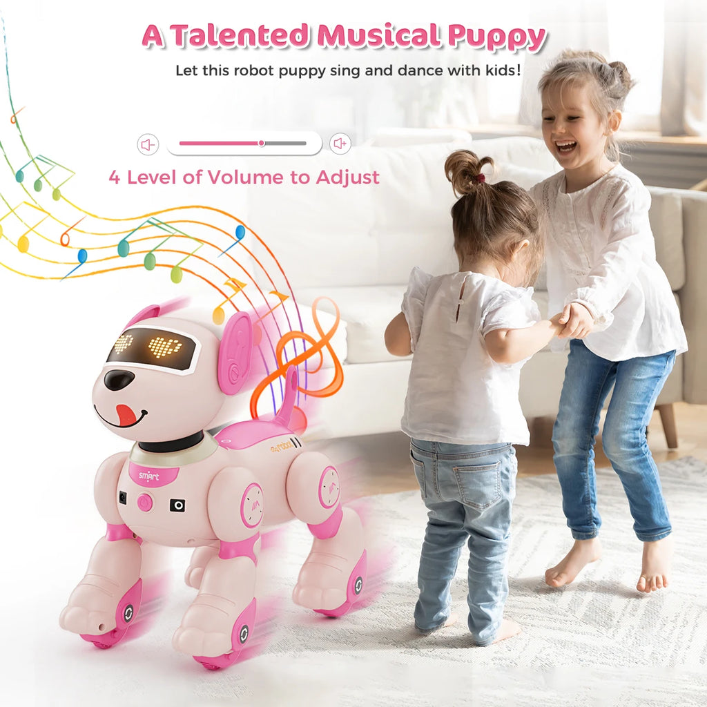 Robot Chien Interactif VATOS – Télécommande 2.4GHz – Commandes Vocales & Tactiles – Jouet Éducatif Enfant