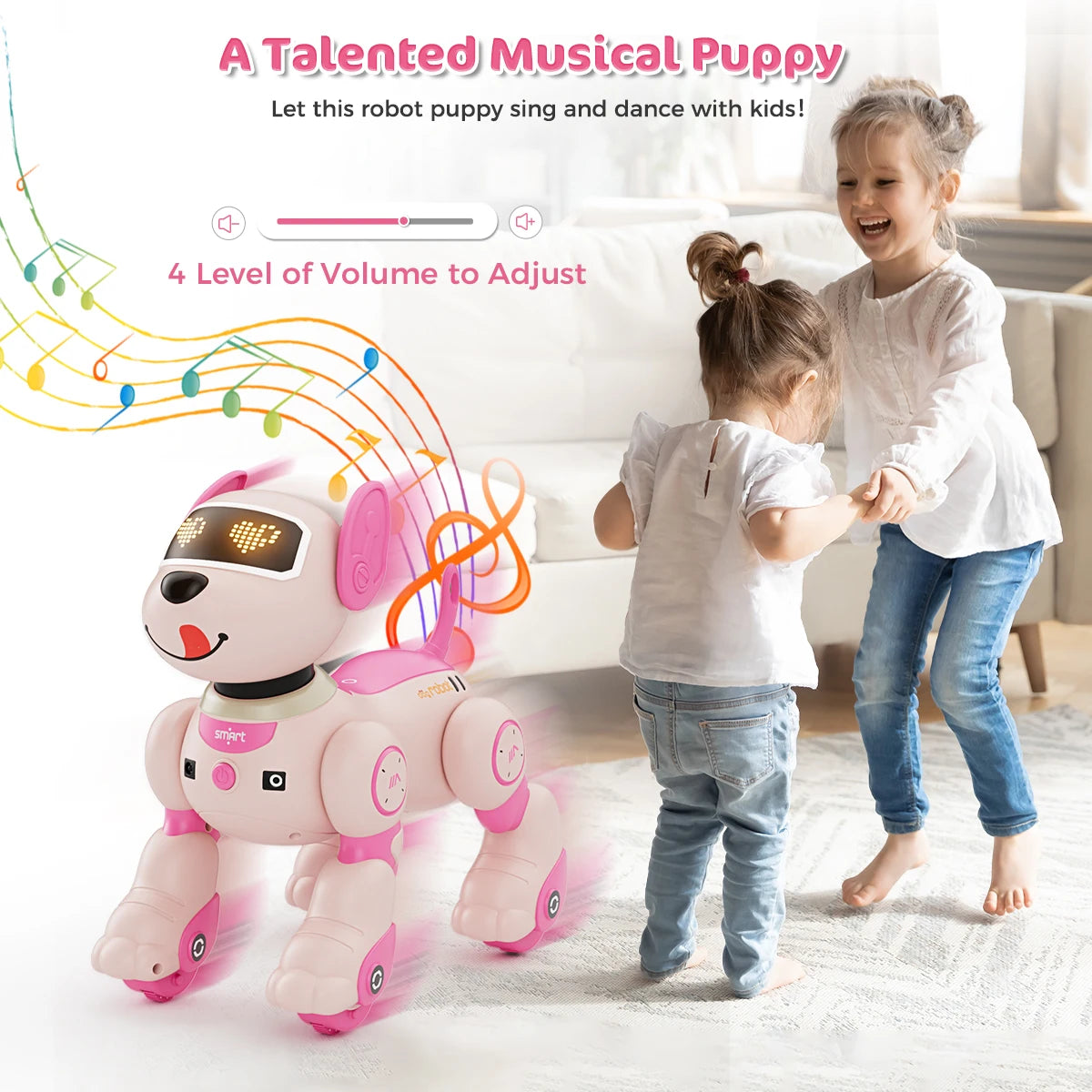 Robot Chien Interactif VATOS – Télécommande 2.4GHz – Commandes Vocales & Tactiles – Jouet Éducatif Enfant