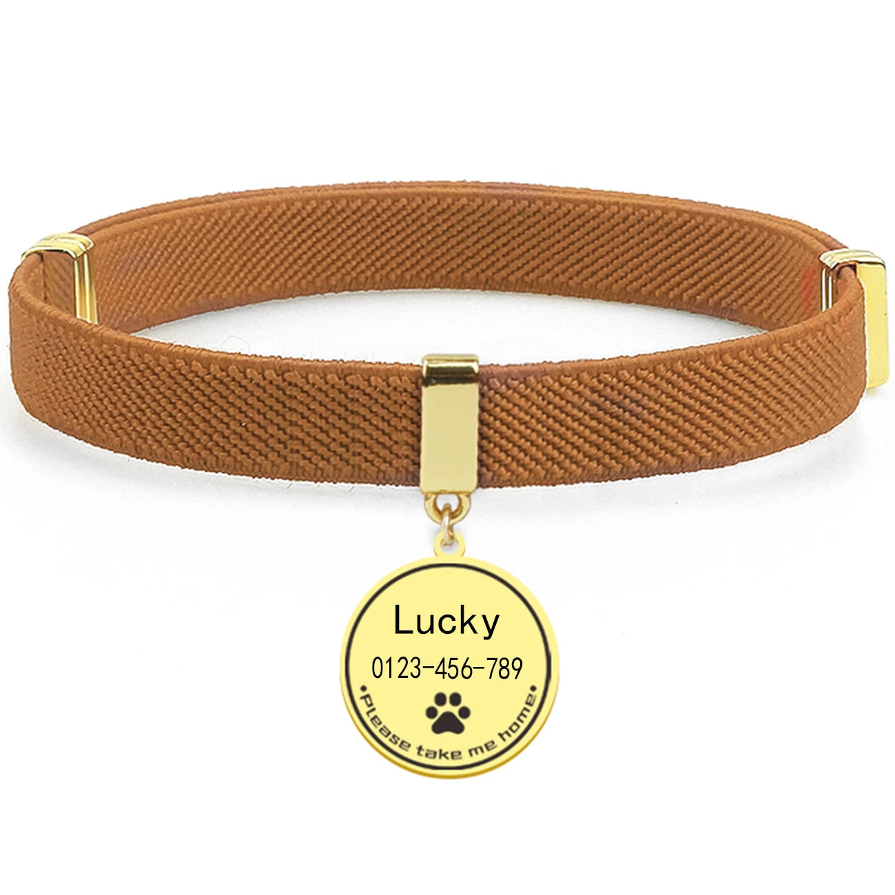 Collier chat personnalisable avec plaque métal gravée — sécurité
