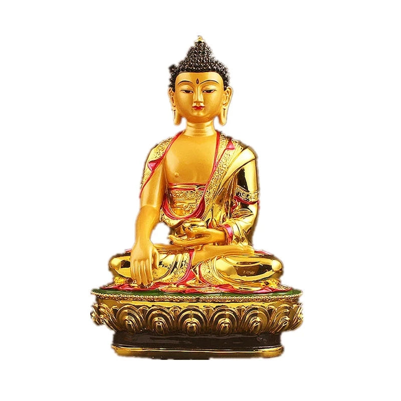 Statue de Bouddha Tibétain Plaqué Or – Grande Figurine 21 cm