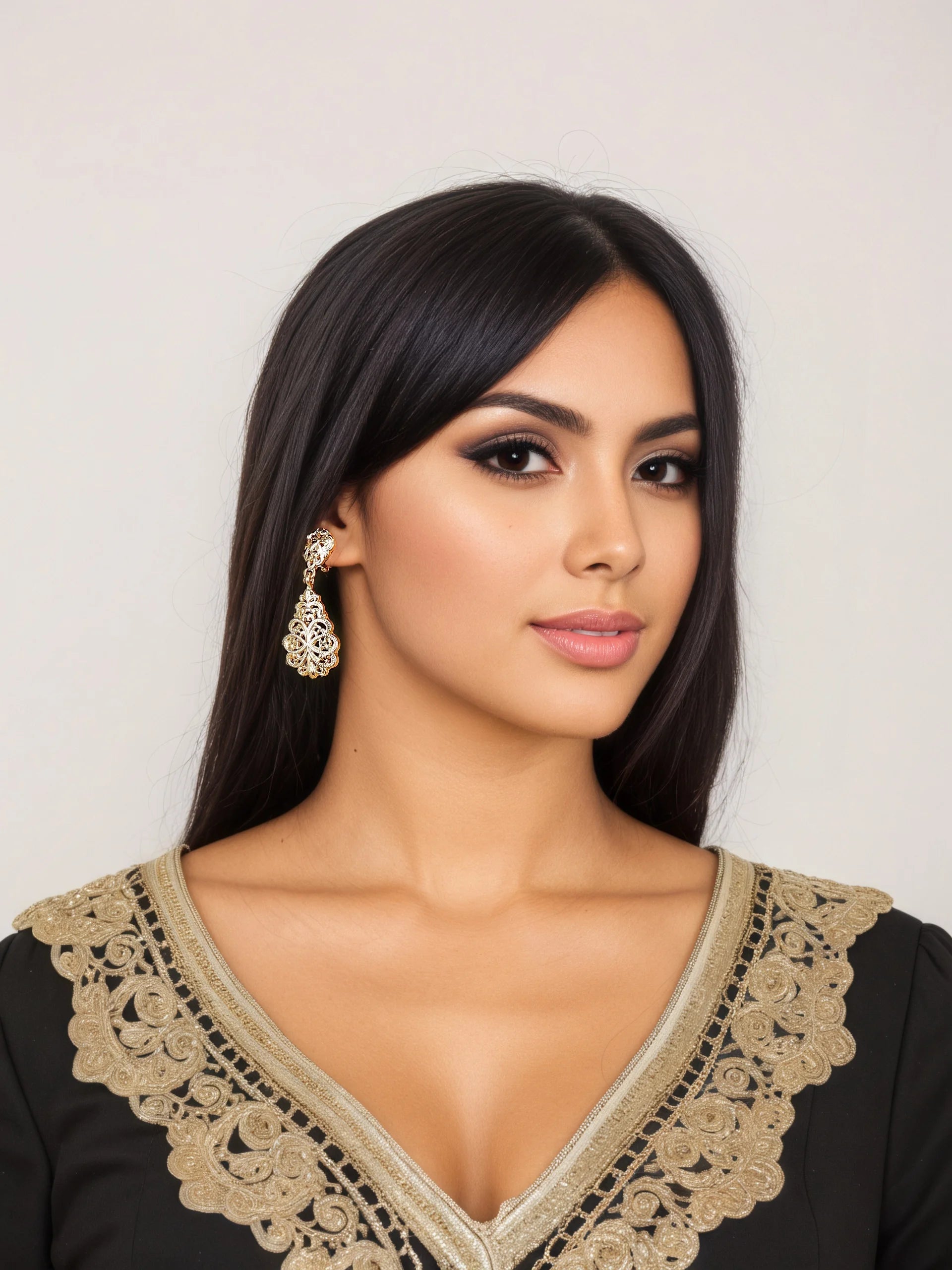 Boucles d’Oreilles Rétro Dorées – Motifs Sculptés en Creux