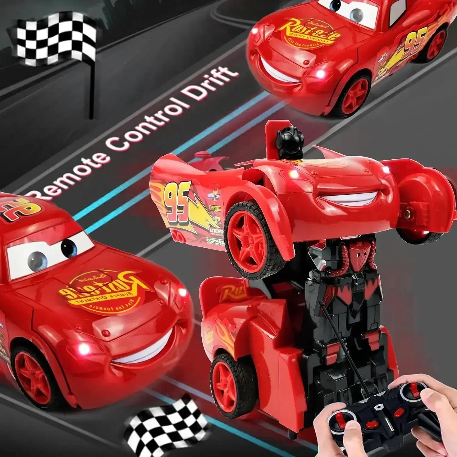 Lightning McQueen 2-en-1 – Voiture Télécommandée Transformable en Robot RC