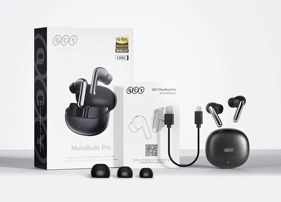 QCY MeloBuds Pro – Écouteurs Sans Fil ANC 46dB | LDAC Hi-Res | 34h d’Autonomie