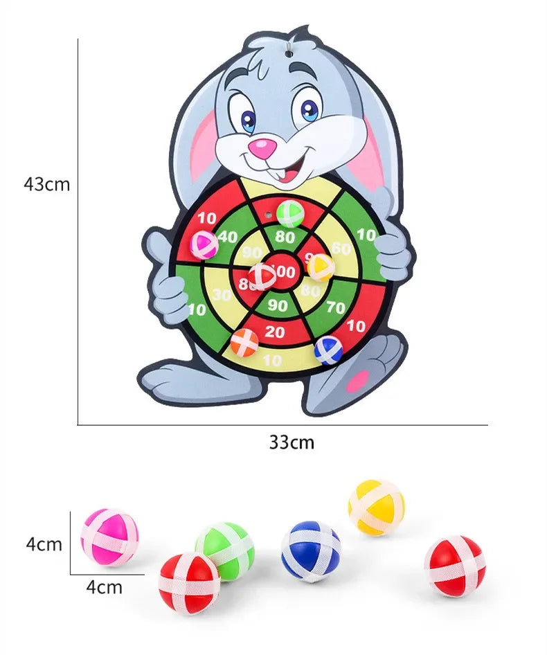 Jeu de Fléchettes Enfants – Cible Velcro 30 cm + 6 Balles – Montessori, Motricité & Fun (Éléphant / Crocodile / Lapin)