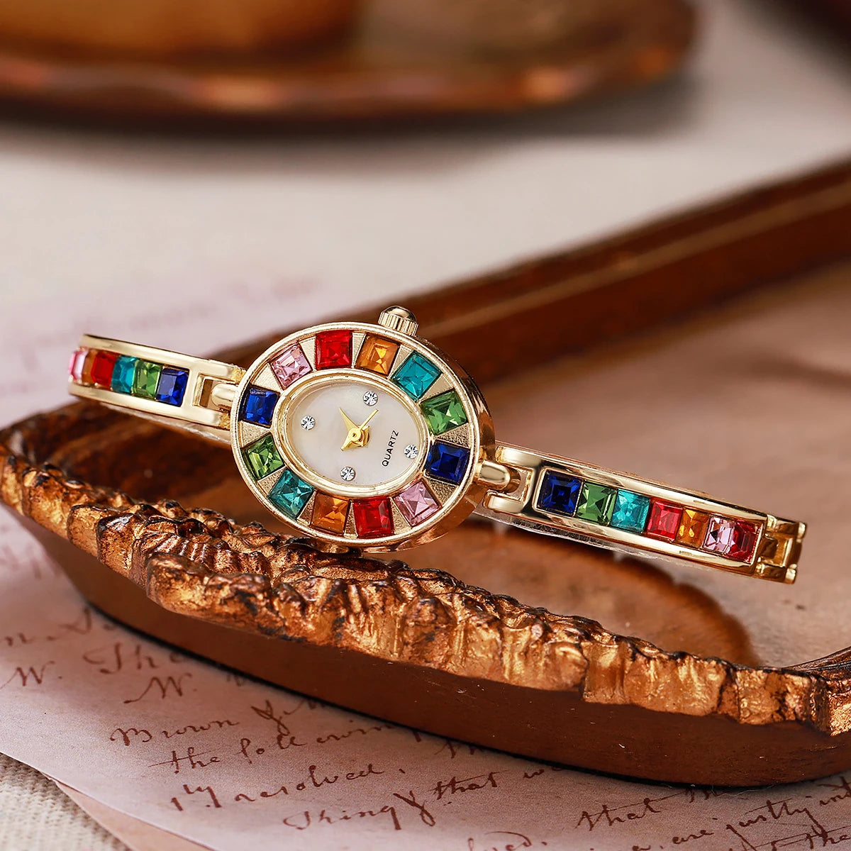 Montre Femme Dégradé Arc-en-Ciel – Bracelet Ovale & Design Luxe