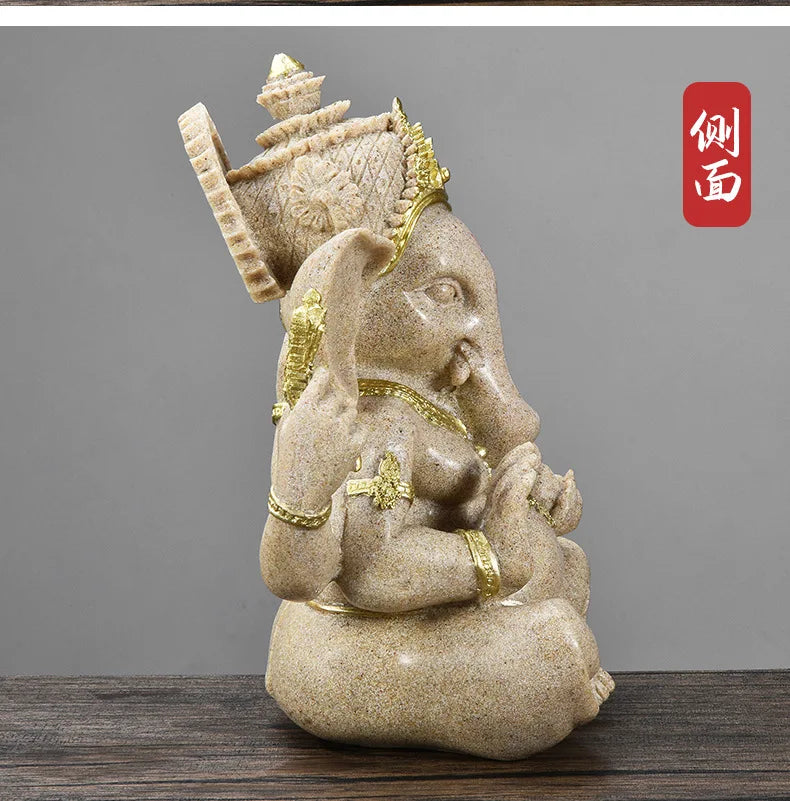 Statue Ganesha Dorée – Décoration Spirituelle & Élégante