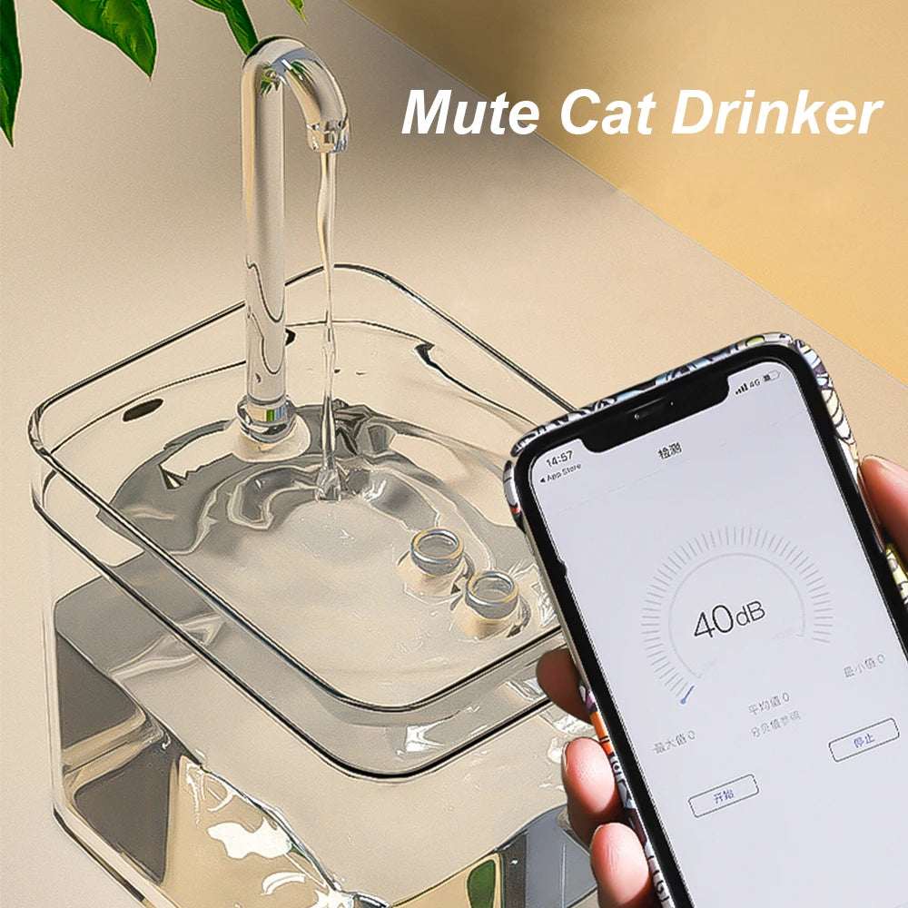 Fontaine à eau transparente pour chat et chien — filtrante et silencieuse