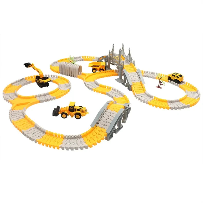 Ensemble Rails Magiques – Circuit Flexible et Courbé + Voiture Lumineuse (137 pcs / 221 pcs)