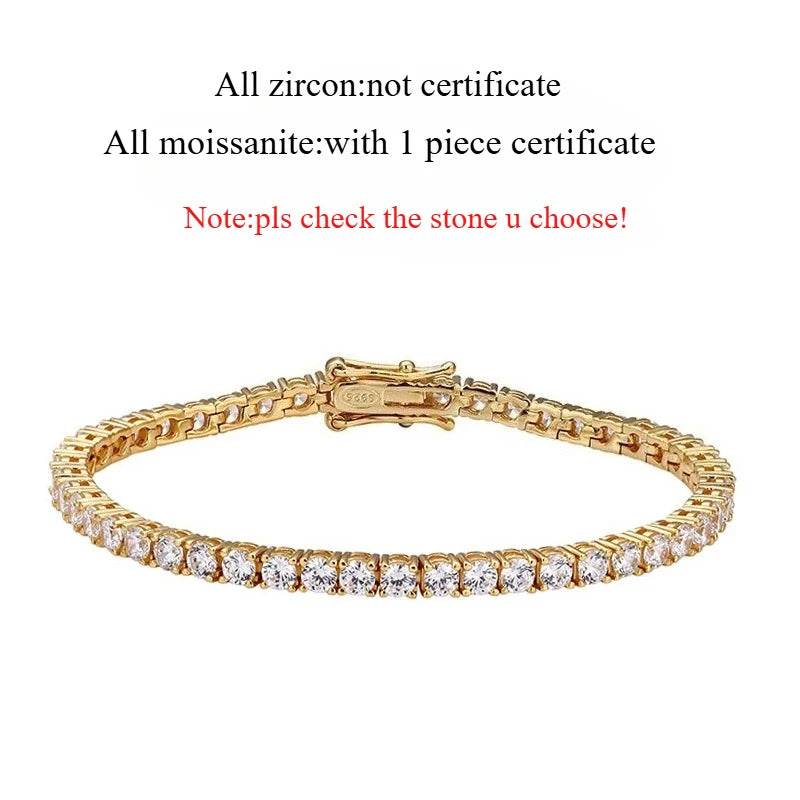 Bracelet de Tennis Moissanite S925 – Luxe Étincelant Plaqué Or 18K