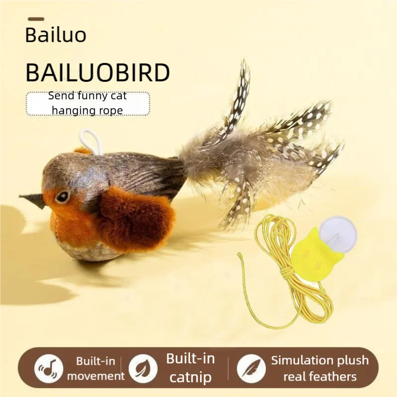 Oiseau interactif couineur pour chat — ailes qui battent