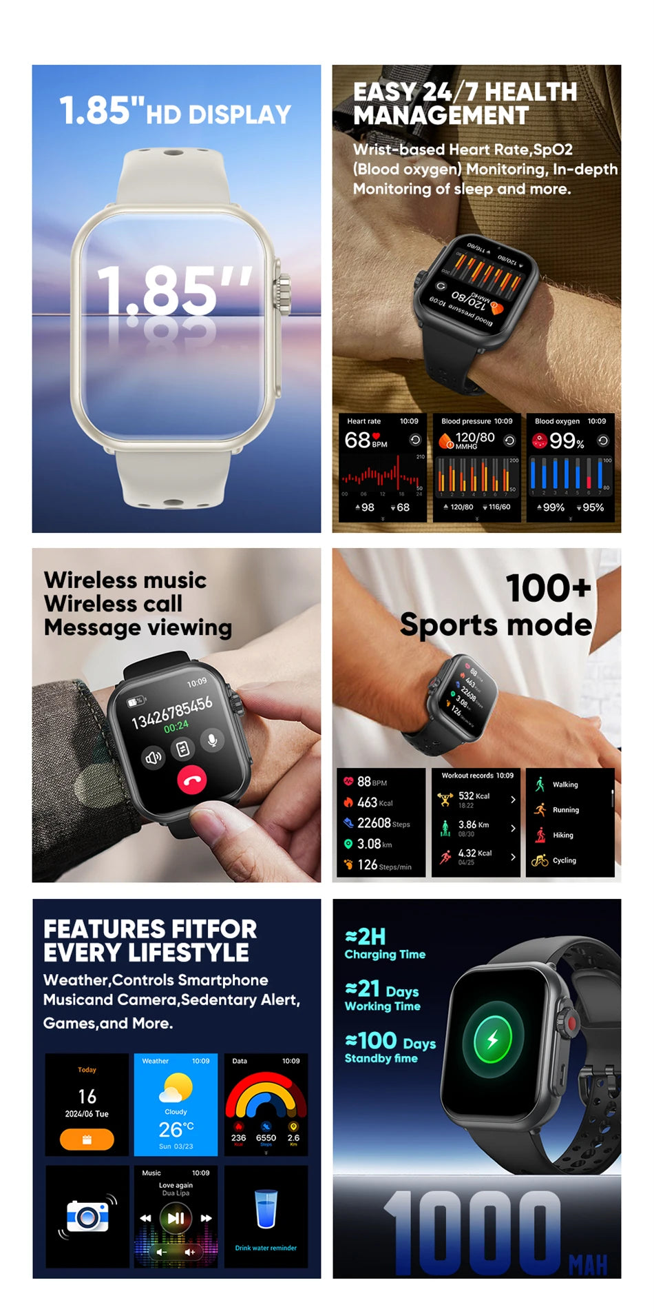 Montre Intelligente Ultra 2 SE AMOLED – Appels Bluetooth & 100+ Sports (Homme & Femme)