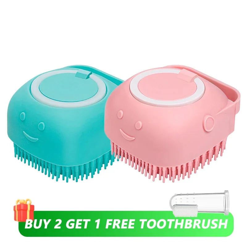 Brosse de bain en silicone pour chien et chat — distributeur de shampoing