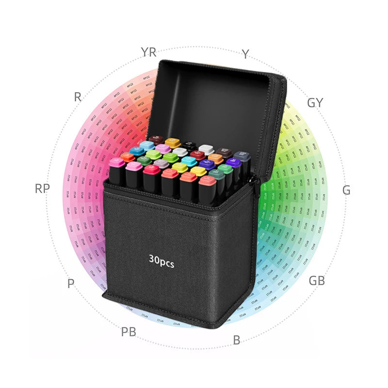 12/24/30/40/60/80/100/120/168pcs Art Marker Set, Watercolor Brush Pens For Students, Dual Tip Oil-Based Markers For Art Students