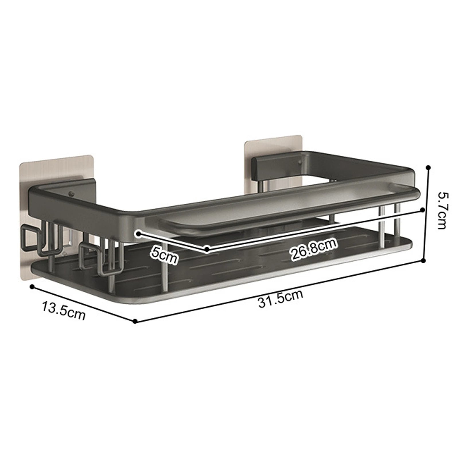 Égouttoir d’Évier en Aluminium avec Plateau – Support Éponge, Savon & Serviette | 1 Niveau