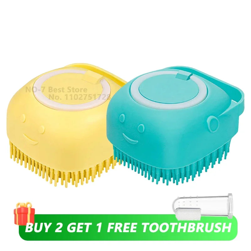 Brosse de bain en silicone pour chien et chat — distributeur de shampoing