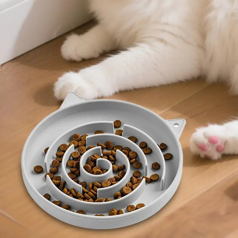 Gamelle anti-glouton pour chat — labyrinthe anti-renversement
