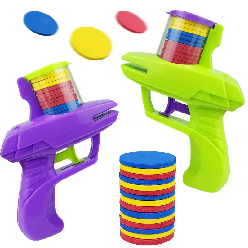 Pistolet à Disque Volant EVA – Double Joueur – Jeu Parent-Enfant – Sécurisé & Intérieur/Extérieur (3–6 ans)