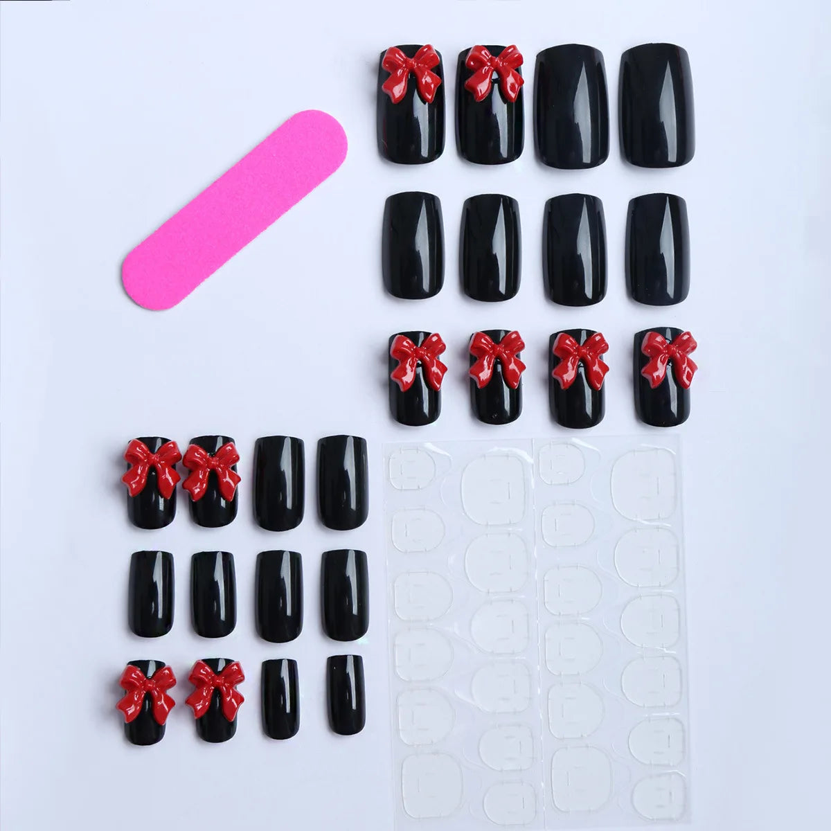 24 Pièces Faux Ongles French 3D – Nœud Papillon Élégant & Manucure Professionnelle DIY