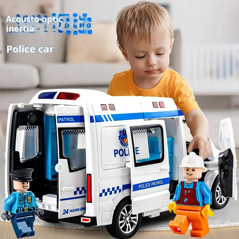 Mini Véhicule d’Urgence 1:32 en Alliage – Ambulance / Police (Son & Lumière)